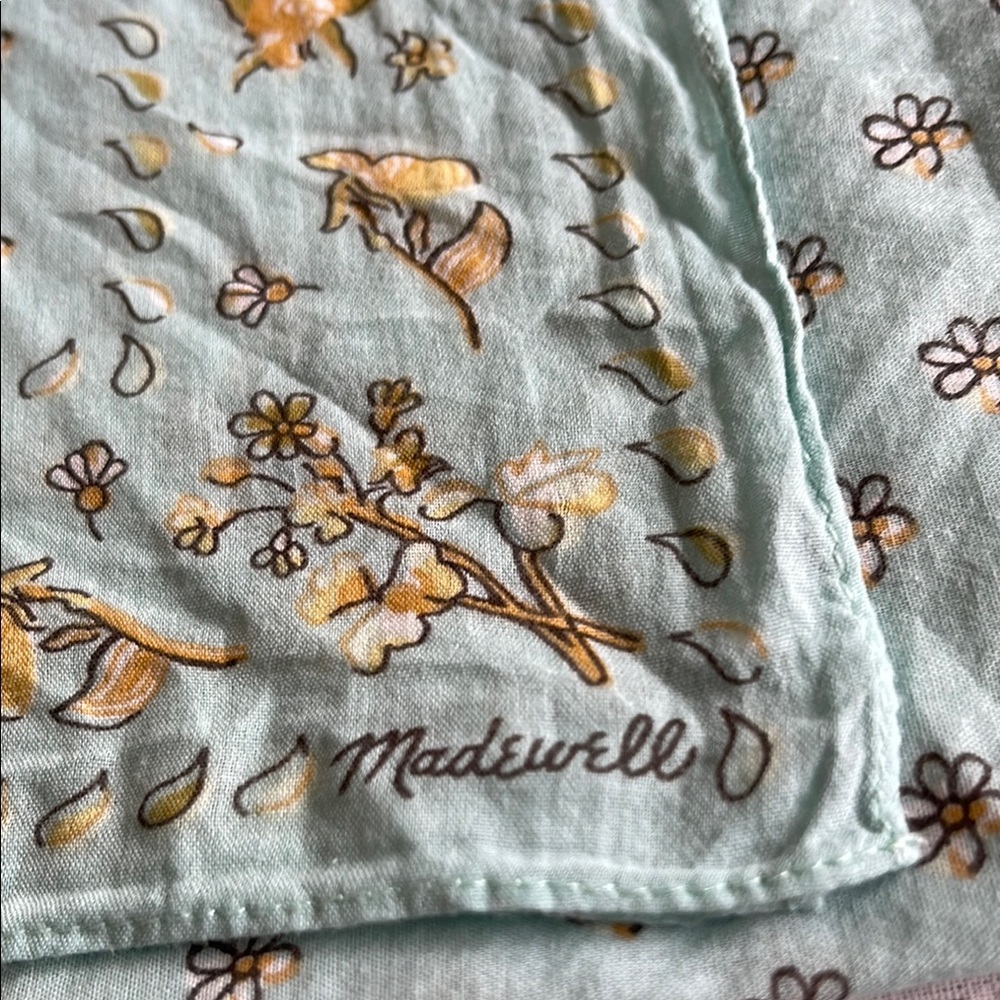 Madewell Floral Scarf in Light Blue and Yellow